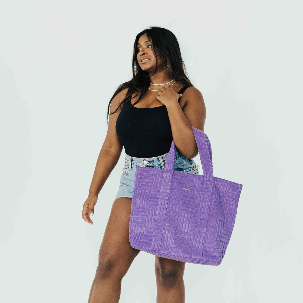 TEAGAN TERRY CLOTH TOTE WITH POUCH